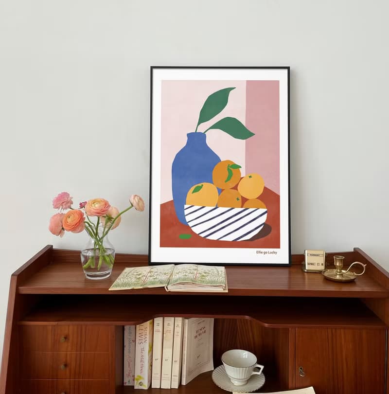 Art print/ Orange Still life / Illustration poster A3 A2