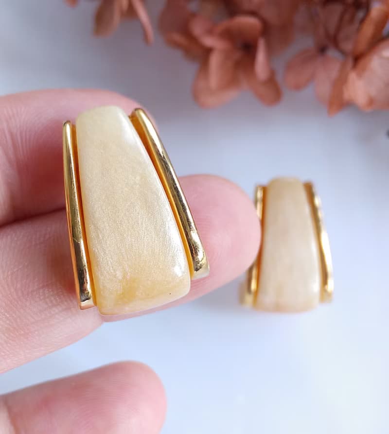 Vintage Jewelry 西洋古董飾品 Napier 金色調 知性典雅 針式耳環