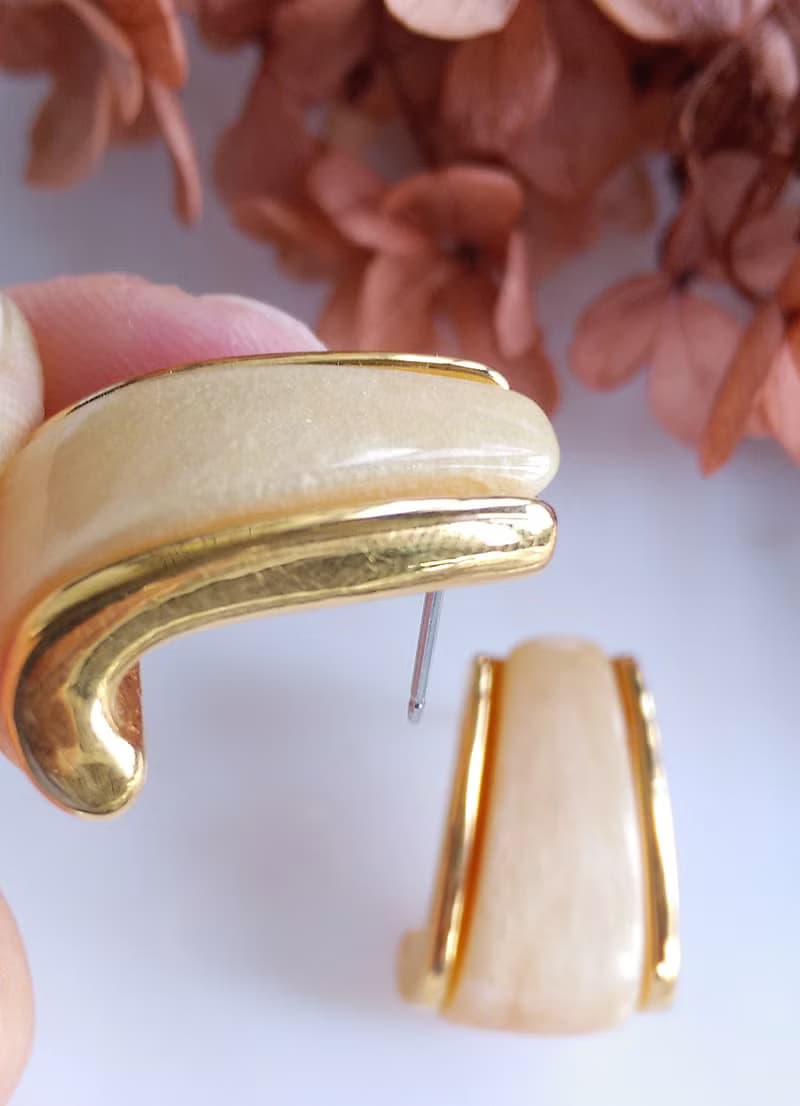 Vintage Jewelry 西洋古董飾品 Napier 金色調 知性典雅 針式耳環