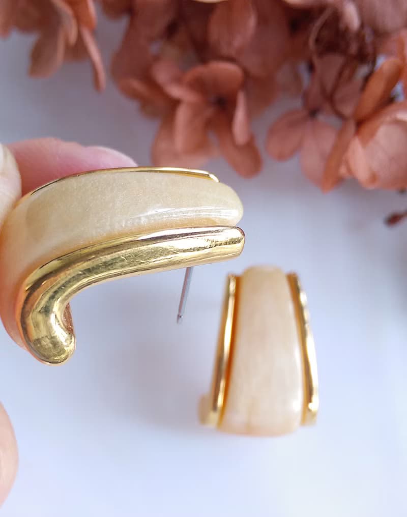 Vintage Jewelry 西洋古董飾品 Napier 金色調 知性典雅 針式耳環