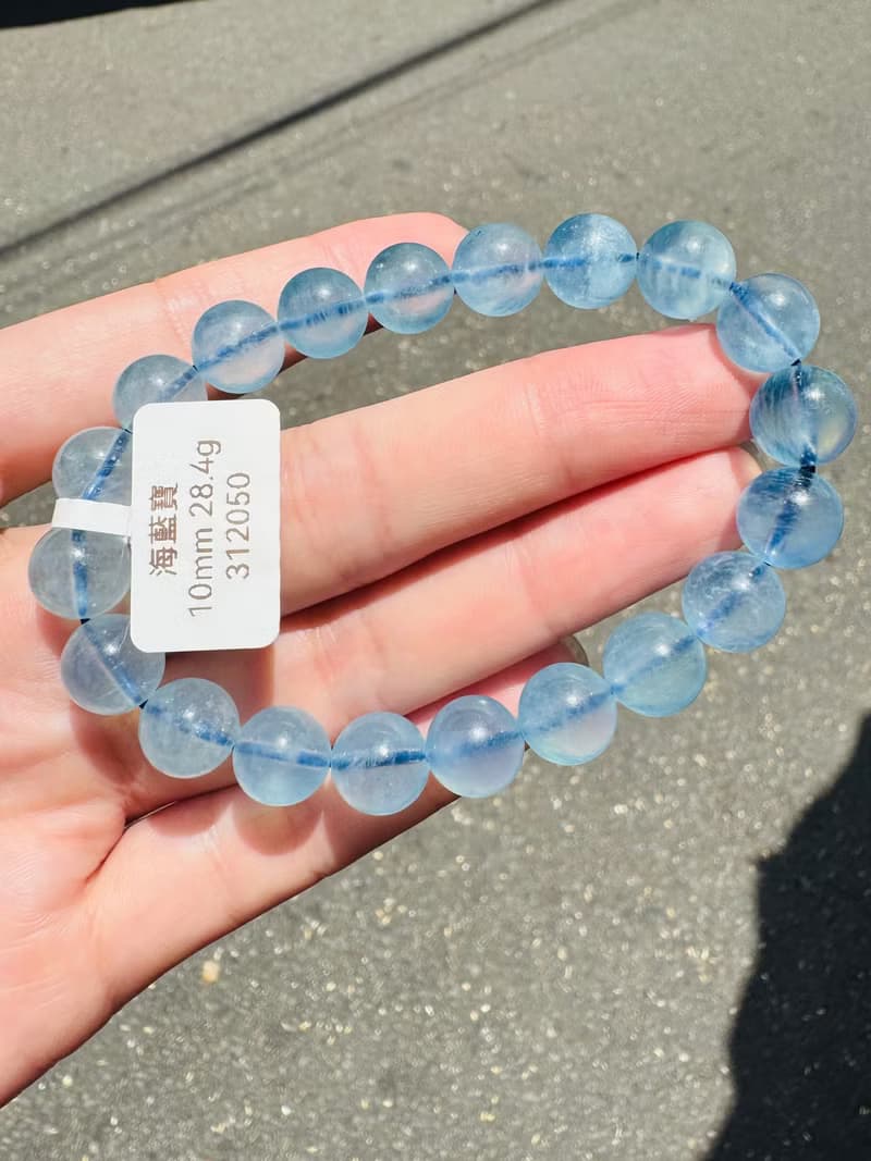 螢光仙女baby色海藍寶水晶10mm28.4g釋放壓力舒緩情緒療癒能量