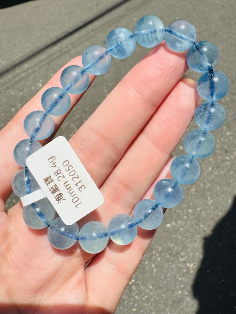 螢光仙女baby色海藍寶水晶10mm28.4g釋放壓力舒緩情緒療癒能量