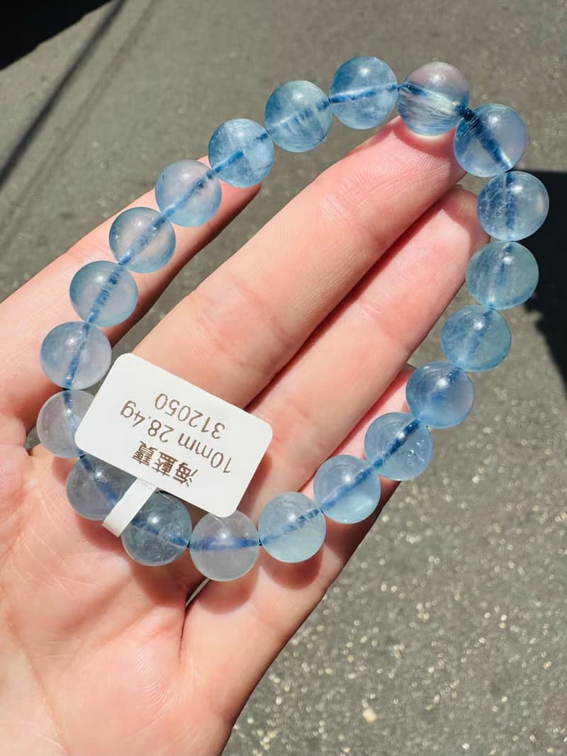螢光仙女baby色海藍寶水晶10mm28.4g釋放壓力舒緩情緒療癒能量
