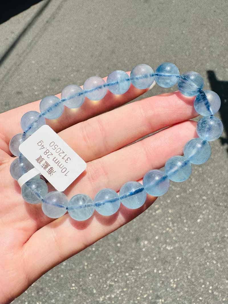 螢光仙女baby色海藍寶水晶10mm28.4g釋放壓力舒緩情緒療癒能量