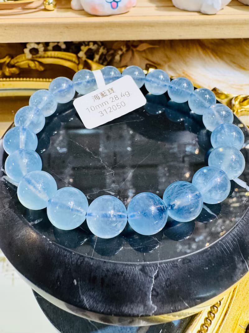 螢光仙女baby色海藍寶水晶10mm28.4g釋放壓力舒緩情緒療癒能量