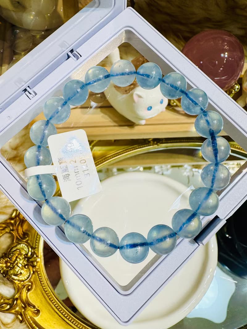 螢光仙女baby色海藍寶水晶10mm28.4g釋放壓力舒緩情緒療癒能量