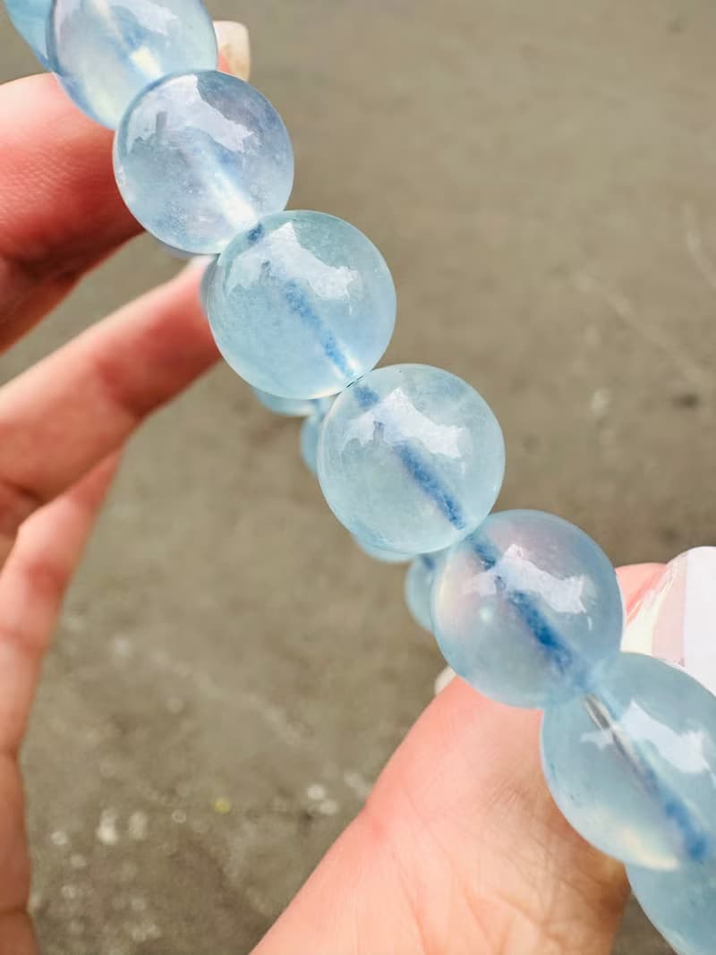 螢光仙女baby色海藍寶水晶10mm28.4g釋放壓力舒緩情緒療癒能量