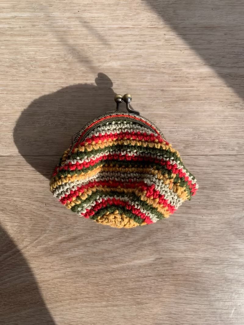 跳色編織口金包