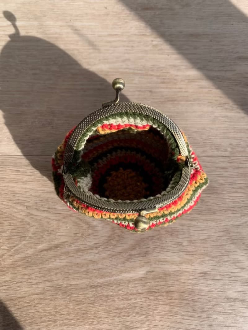 跳色編織口金包