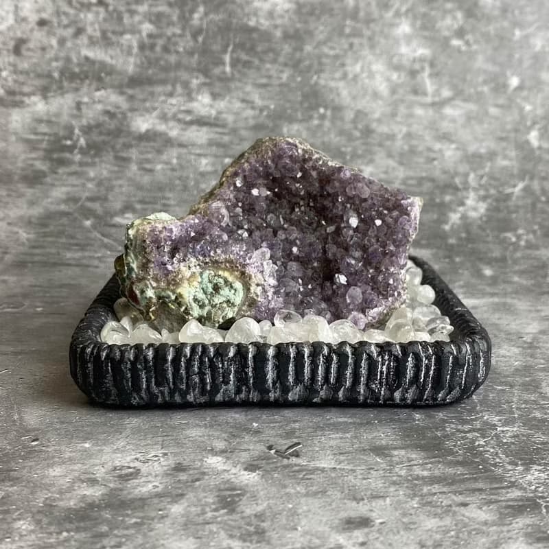 水晶簇- 紫水晶原礦 辦公室療癒微景觀 裝置擺飾 一物一圖