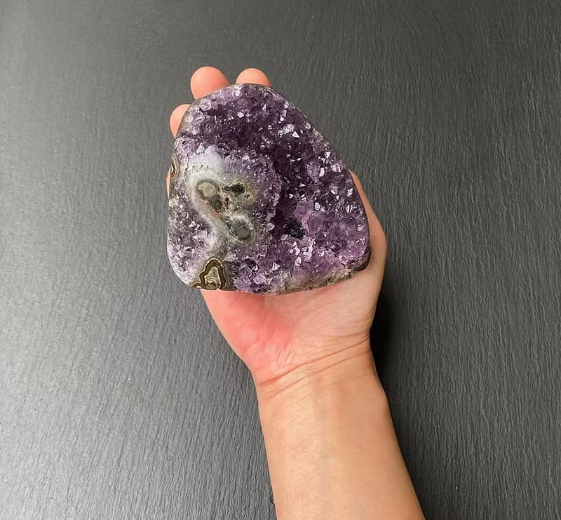 招財開運-天然原礦異象財眼紫晶鎮共生黑碧璽   紫水晶 快速出貨
