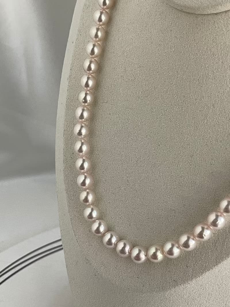【特價少量入庫】 櫻花粉 7.5-8mm akoya海水珍珠項鍊 珠串項鍊