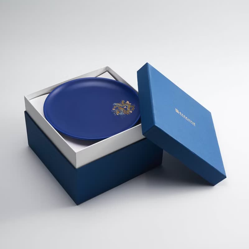 史博藍金龍袍碗盤組禮盒