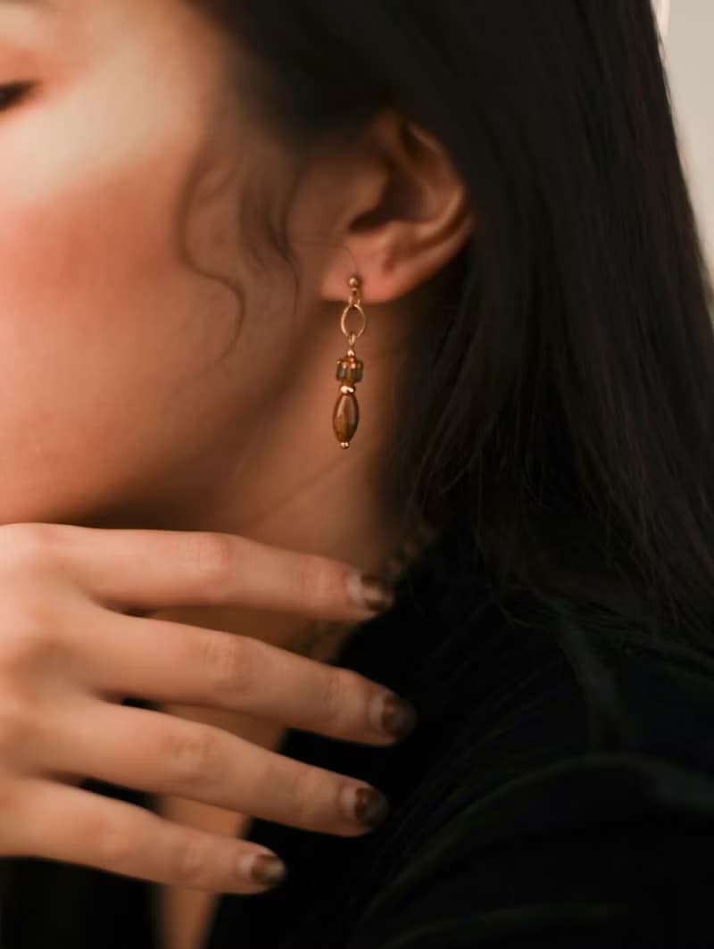 Sight Of Twinkling | 瑪瑙琉璃耳環 可拆式無痛耳扣 - 單只販售