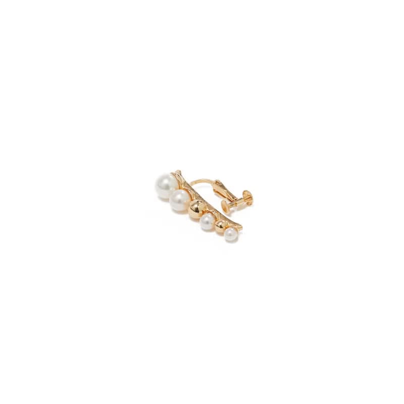 優雅漸層珍珠耳夾 925銀厚鍍18K金 Drops Pearl Ear Clip