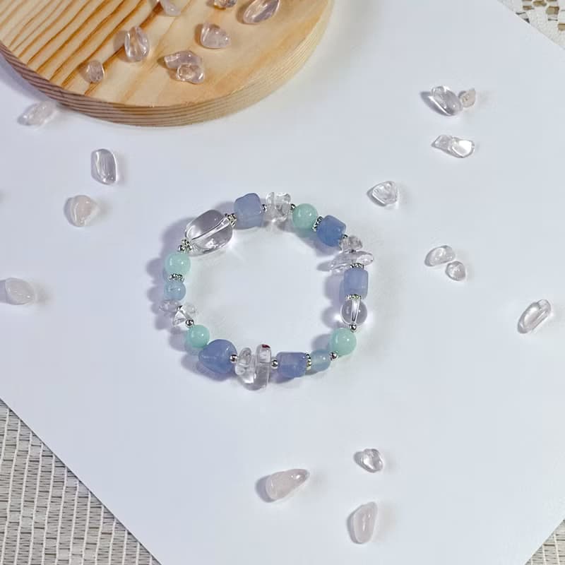 海藍寶 白水晶 天河石 || 勇氣 平穩情緒 淨化 能量水晶手鍊