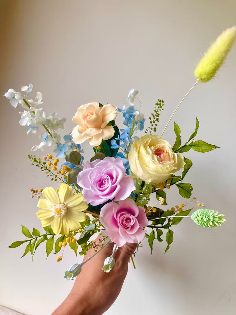 永生田園玫瑰花束。韓系多巴胺感。賽鮮花花束。求婚攝影配件