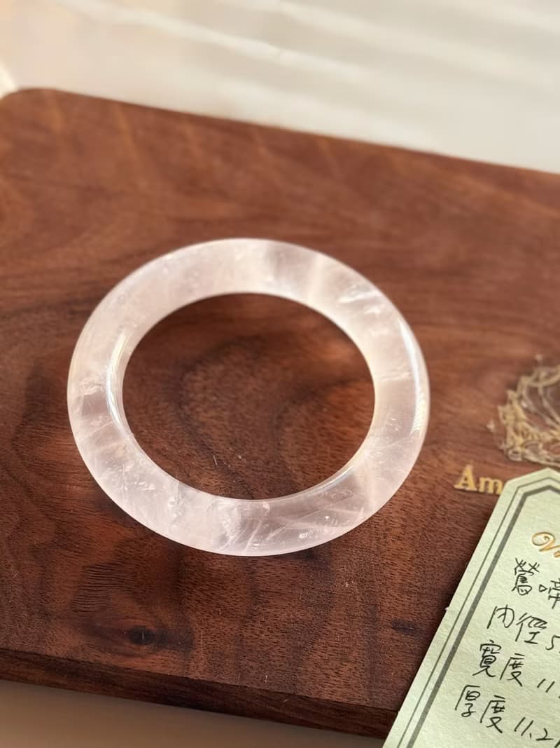 鶯啼春曉丨天然冰透馬達加斯加粉晶手鐲丨灌注水晶靈氣丨彌雅原創