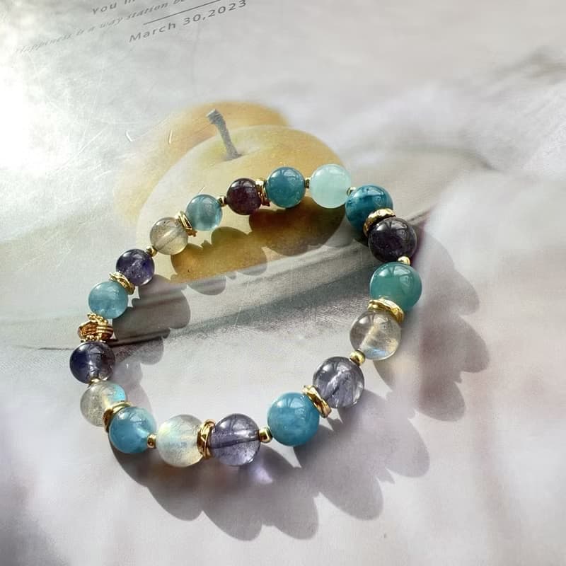 海藍寶堇青石拉長石手鍊