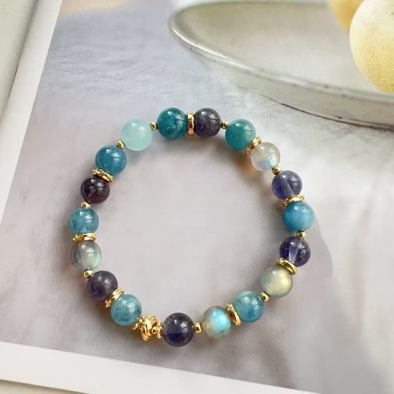 海藍寶堇青石拉長石手鍊