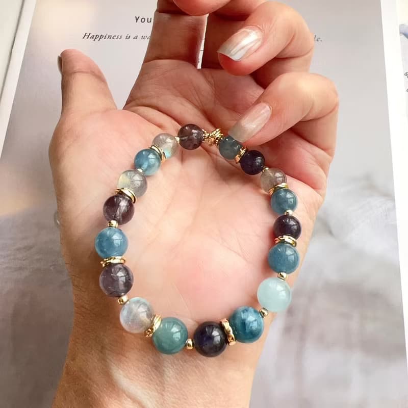 海藍寶堇青石拉長石手鍊