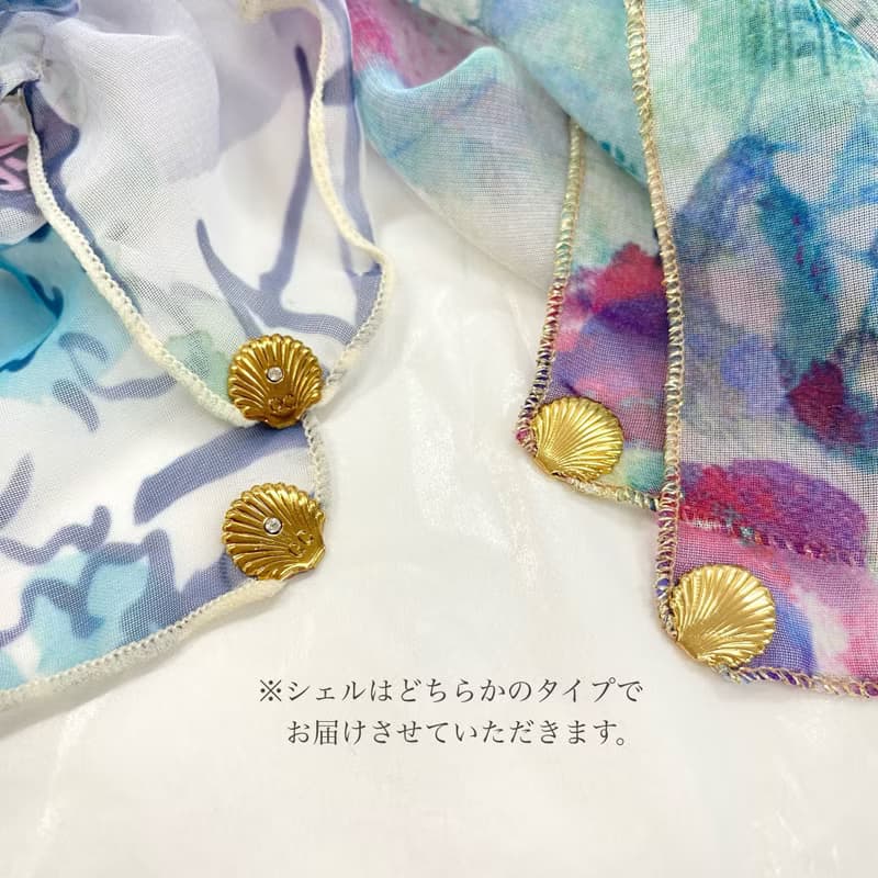 Ballett 油絵テイストのふんわりやわらかシャーリングスカーフ S544A　 日本製 レディース  エレガント ギフト バレンタイン スカーフ