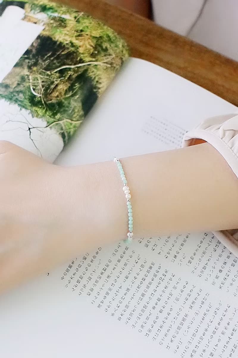 天河石圓舞曲純銀手鍊 | 水晶珍珠 女生手鏈環 新年 情人節禮物