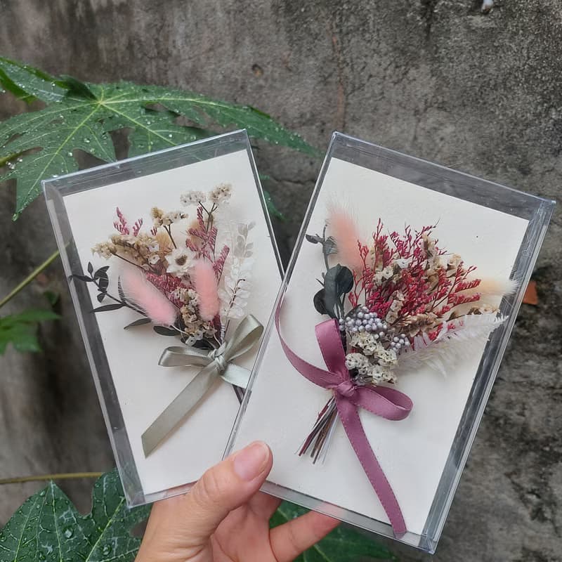 水晶花乾燥花花束卡片