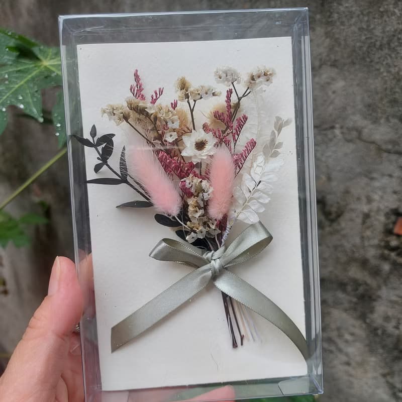 水晶花乾燥花花束卡片
