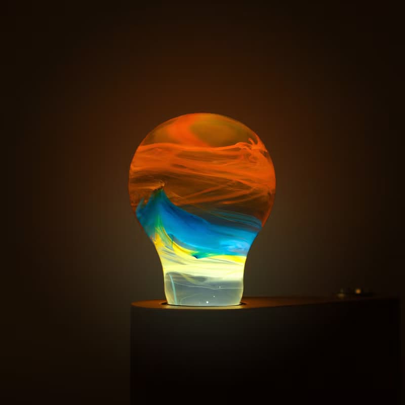 流光宇宙系列 色彩繫手繪燈泡 原創樹脂實心藝術小夜燈氣氛燈床頭