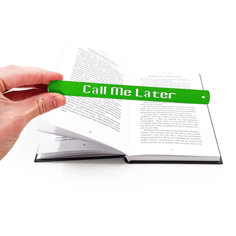 Call Me Later Metal Bookmark – Fun Green Page Marker for Modern Readers