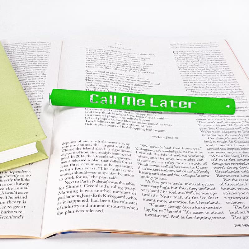 Call Me Later Metal Bookmark – Fun Green Page Marker for Modern Readers