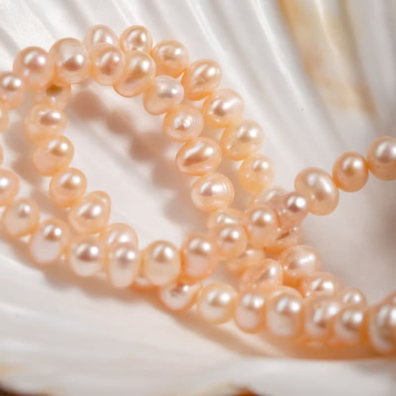 天然粉色淡水珍珠項鍊 5–6mm 銀色愛心扣 簡約時尚 紀念日禮物