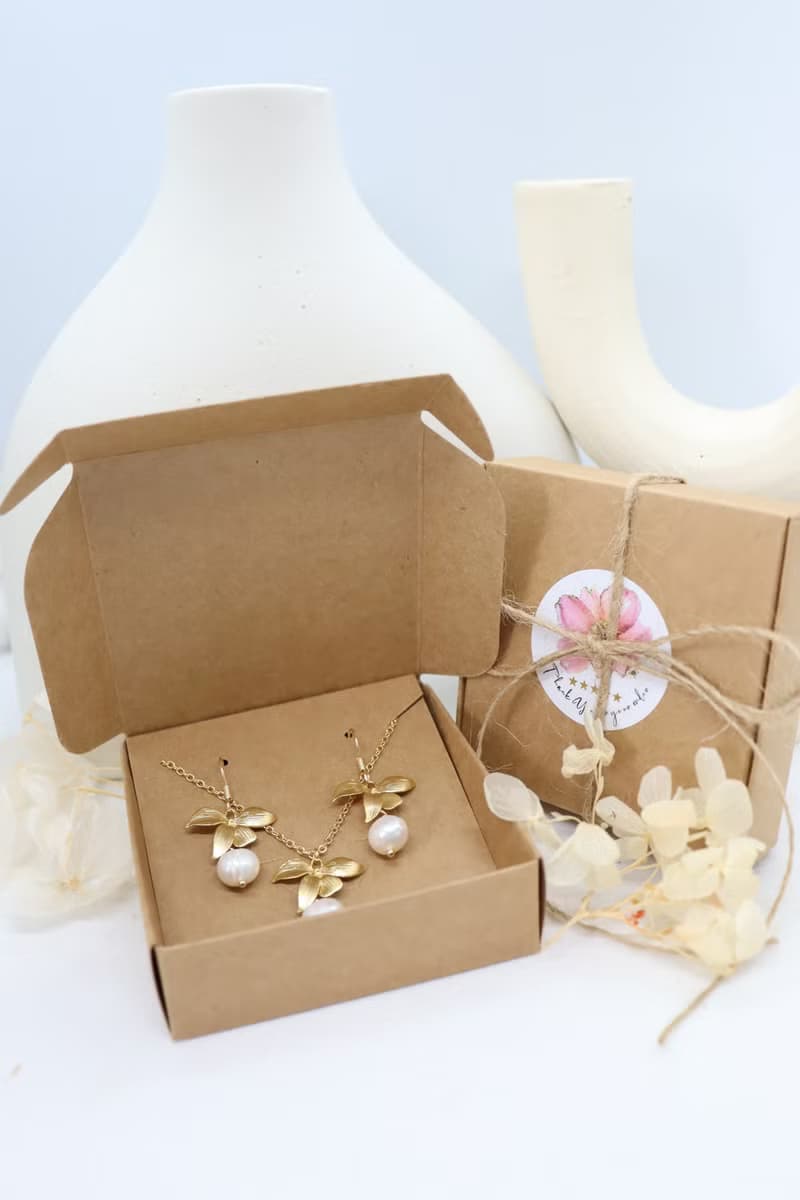 Handcrafted Water Droplet Bliss in Matte Silver Gold Flower Hook Earrings