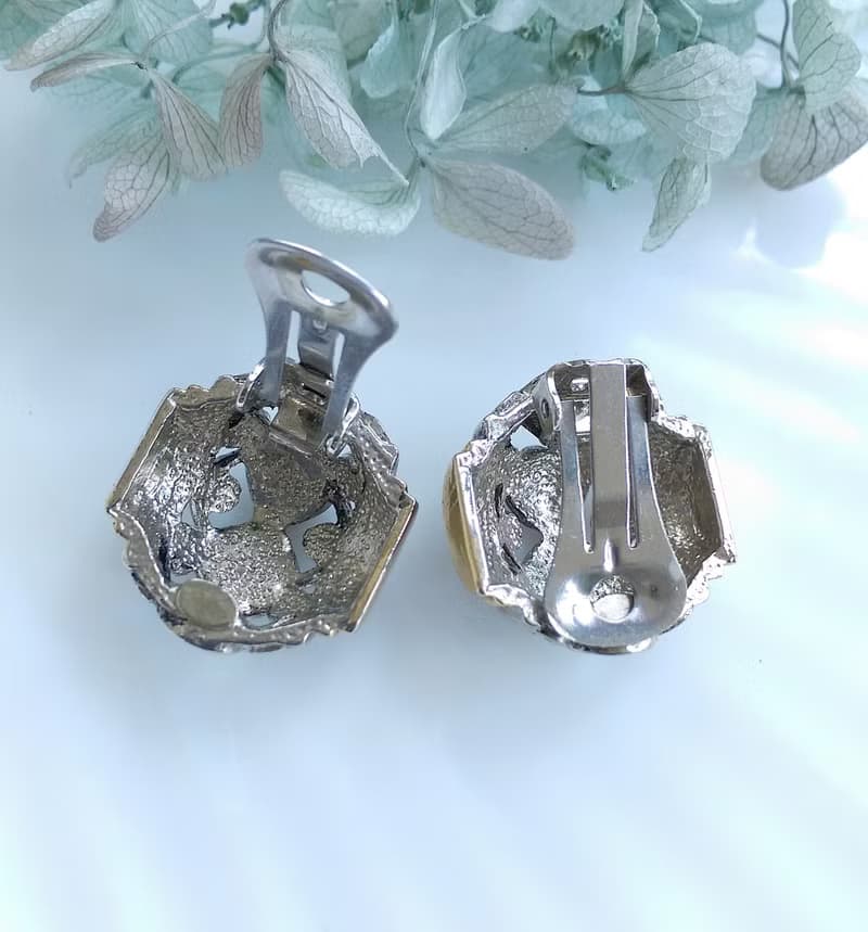 Vintage Jewelry 西洋古董飾品 冷色調 立體 惡魔果實 夾式耳環