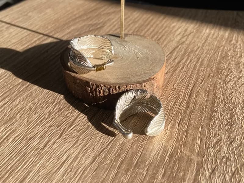 純銀羽毛戒指