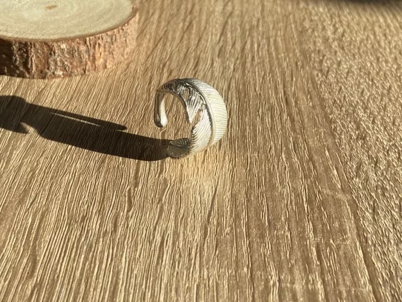 純銀羽毛戒指