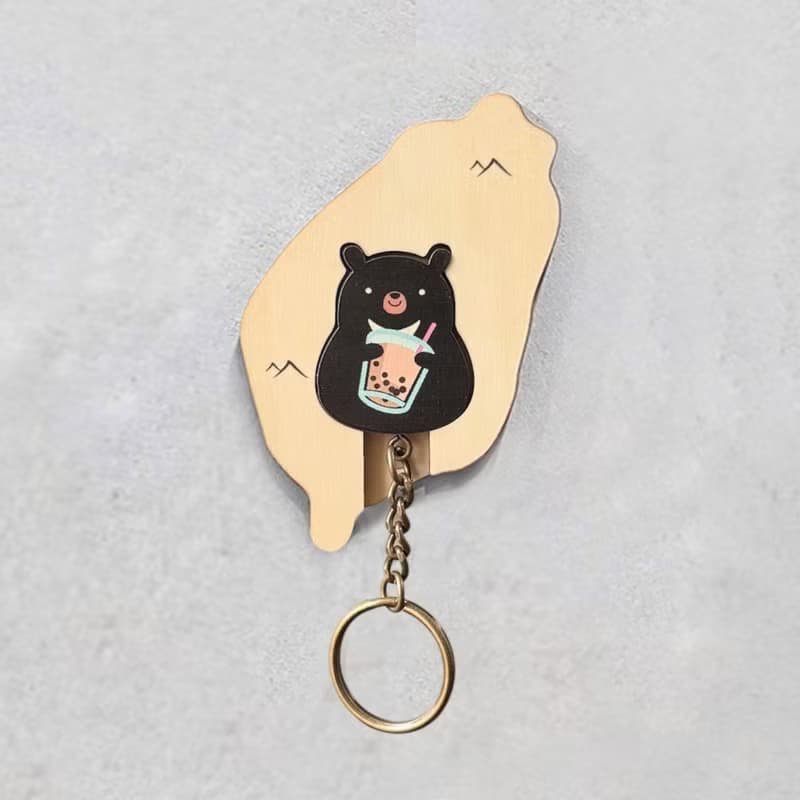 Key House 台灣黑熊撞奶 生日禮物 交換禮物 情人節禮物 鑰匙圈