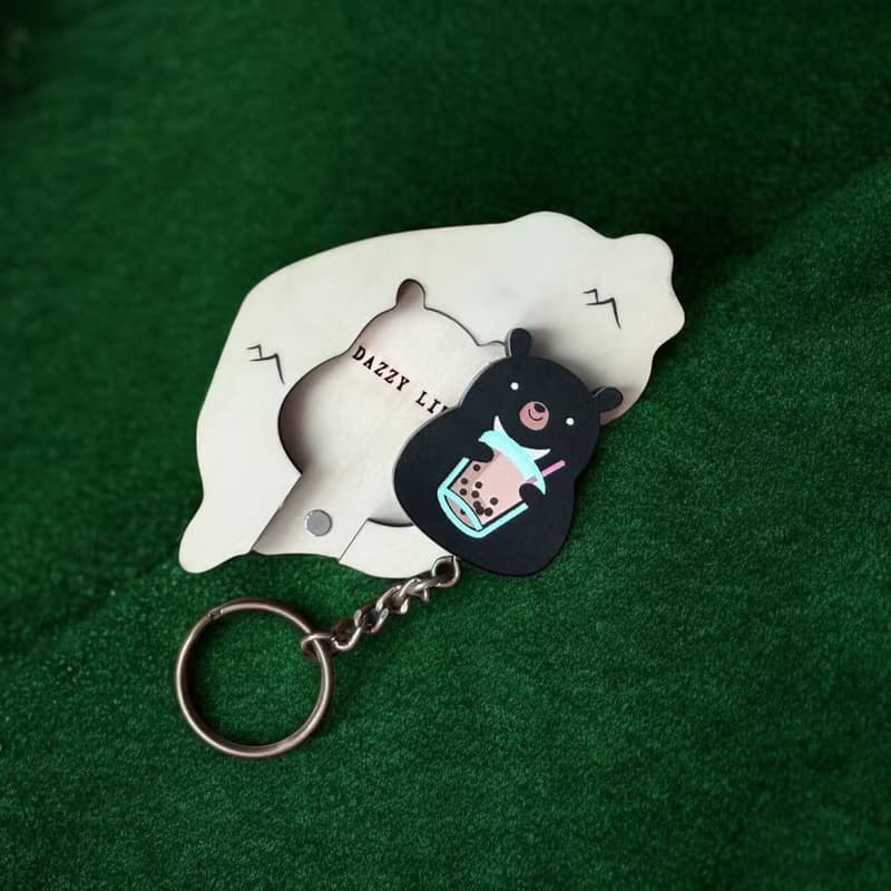 Key House 台灣黑熊撞奶 生日禮物 交換禮物 情人節禮物 鑰匙圈