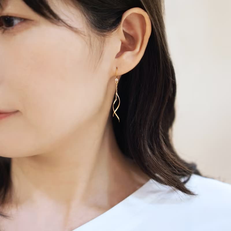 【Palette】 18K 黃金線座耳環