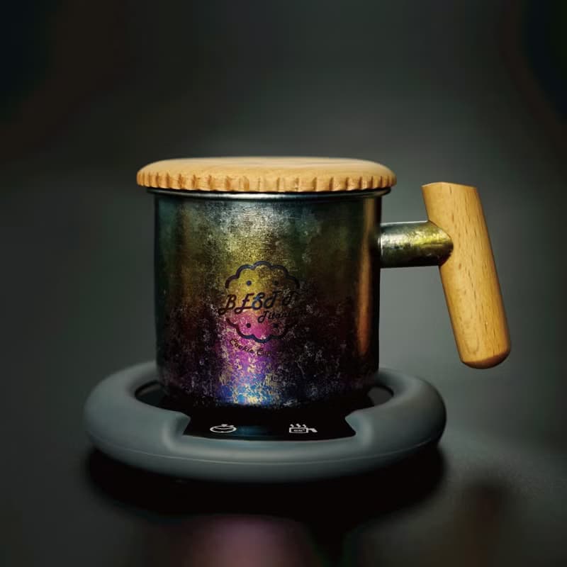 純鈦暖心餅乾杯 馬克杯 冰炫彩 原木質感