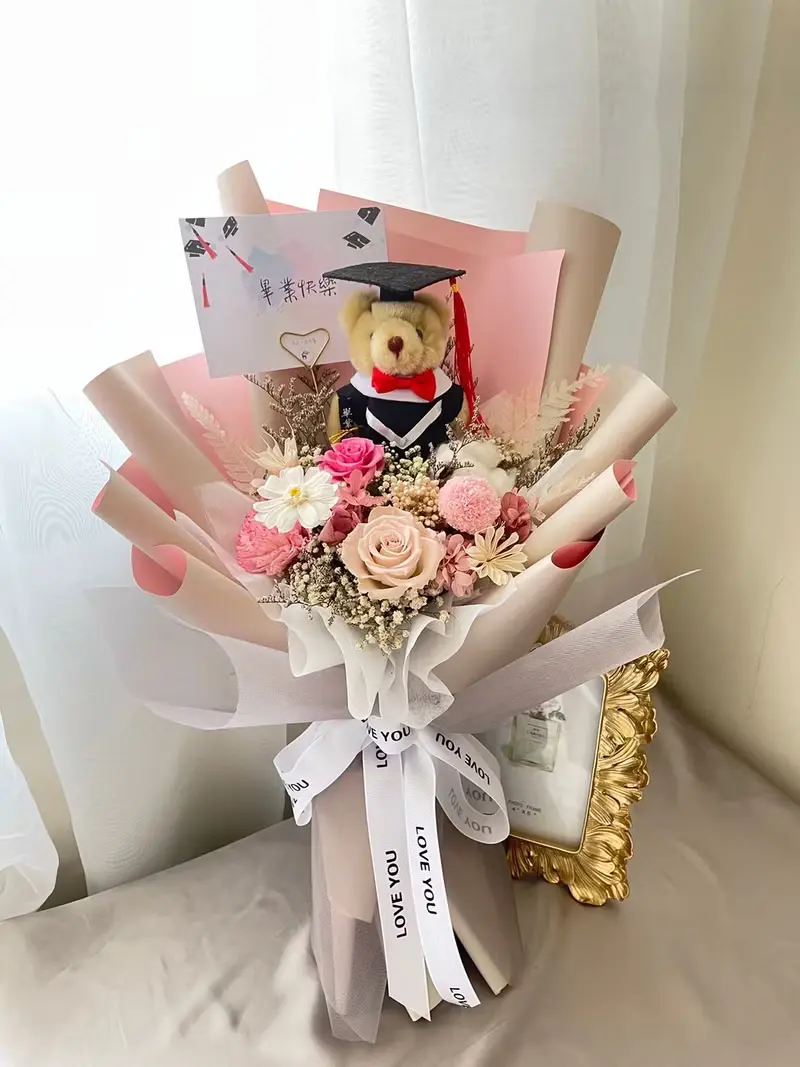 永生花束 畢業花束 熊熊花束