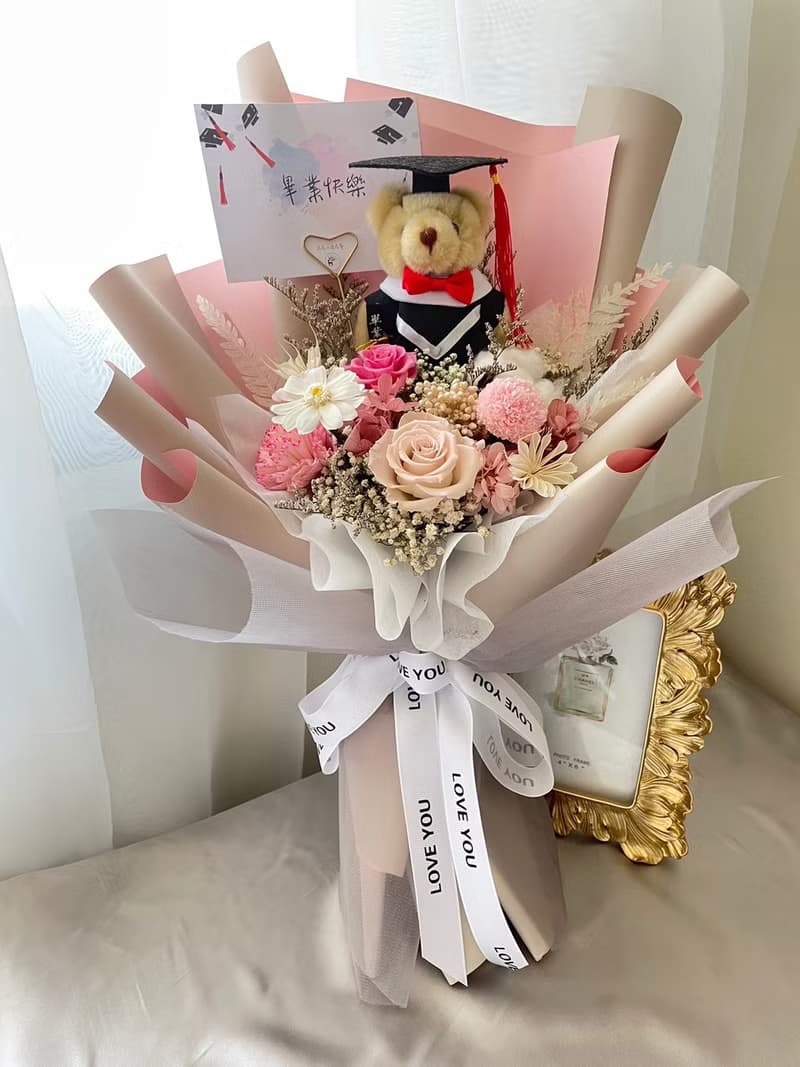 永生花束 畢業花束 熊熊花束