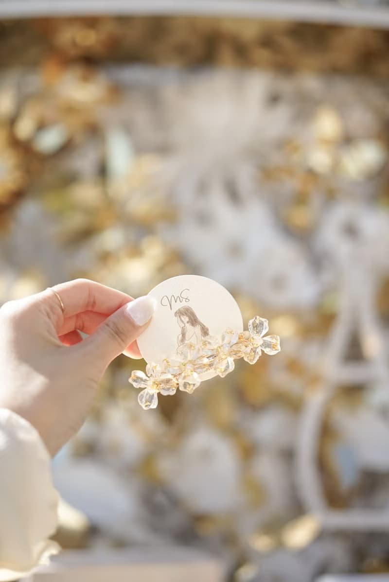 透明點金透明花朵彈簧夾