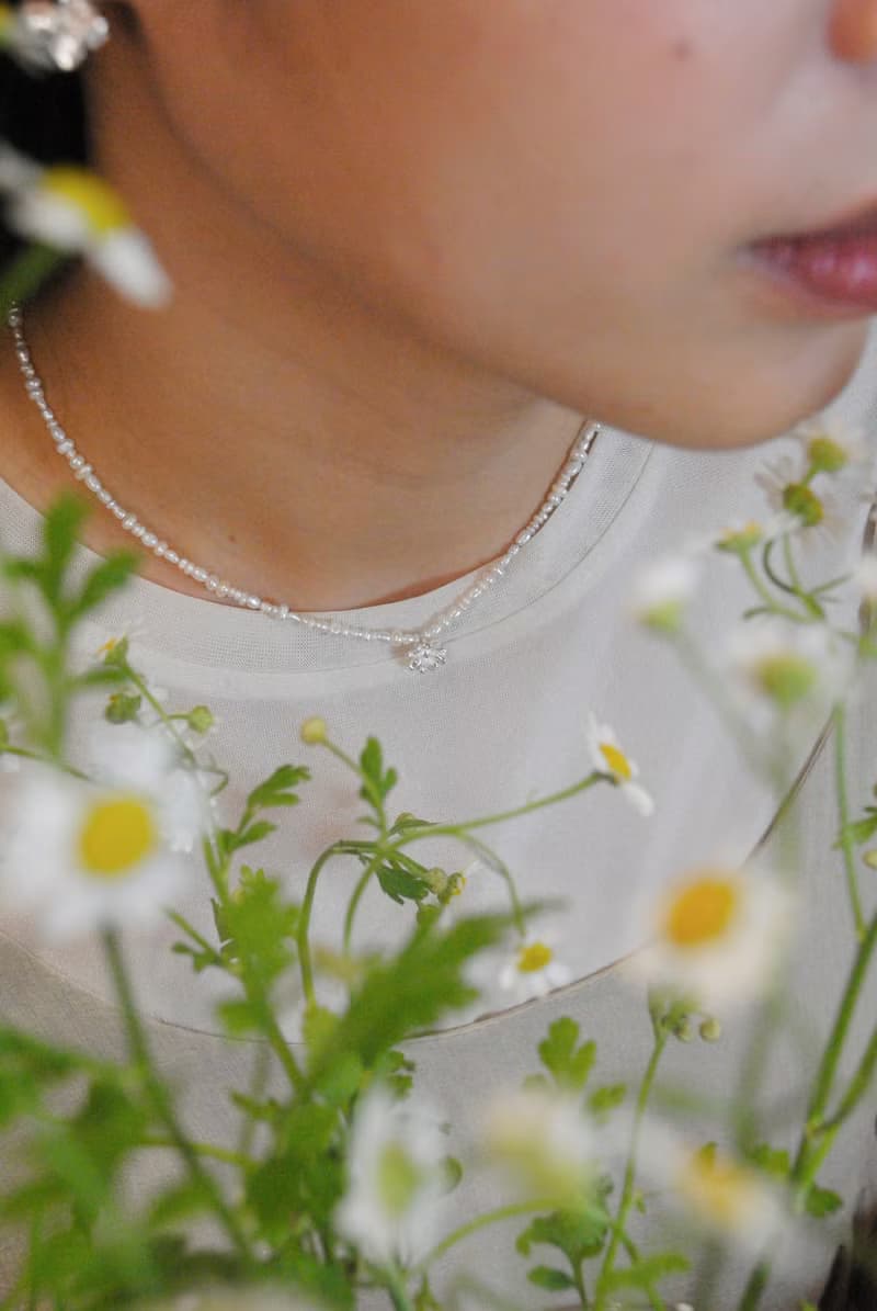 二毛銀【花草系列─小雛菊小珍珠-項鍊】銀