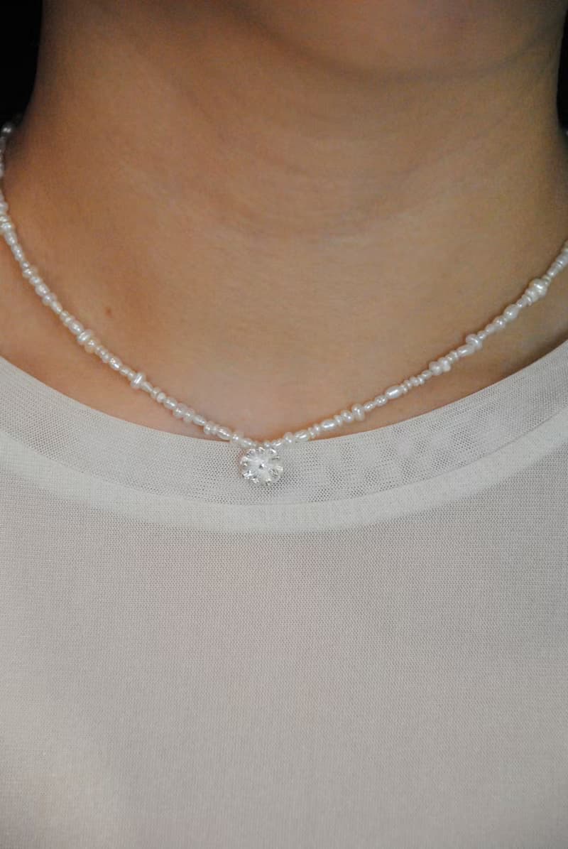 二毛銀【花草系列─小雛菊小珍珠-項鍊】銀