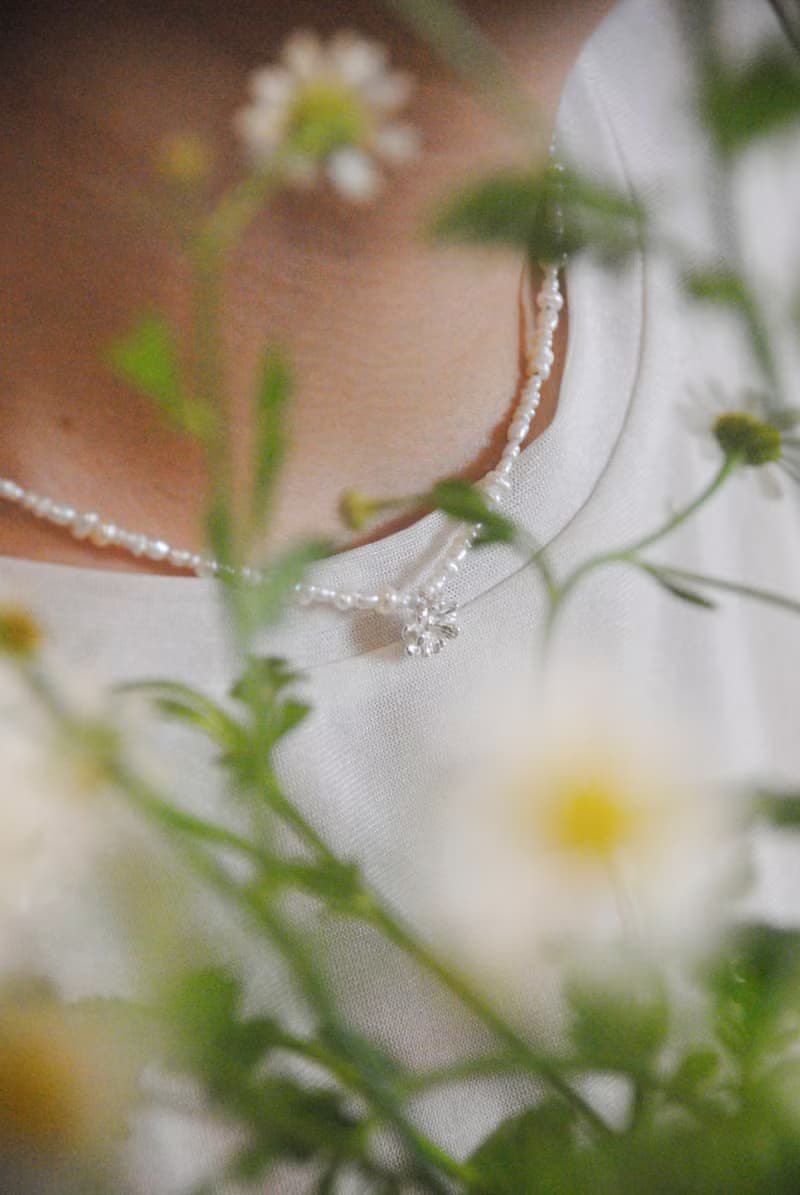 二毛銀【花草系列─小雛菊小珍珠-項鍊】銀