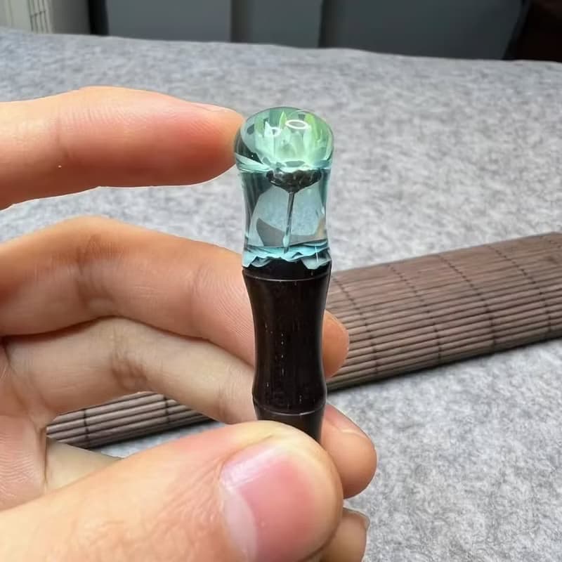 花語、手工樹脂木質髮簪、中式優雅風格、雕花設計、永生花、自然