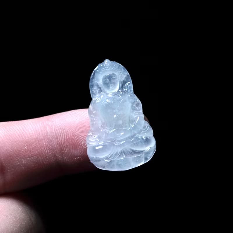 放光冰種翡翠精雕渡母 | 天然緬甸玉翡翠A貨 | 送禮