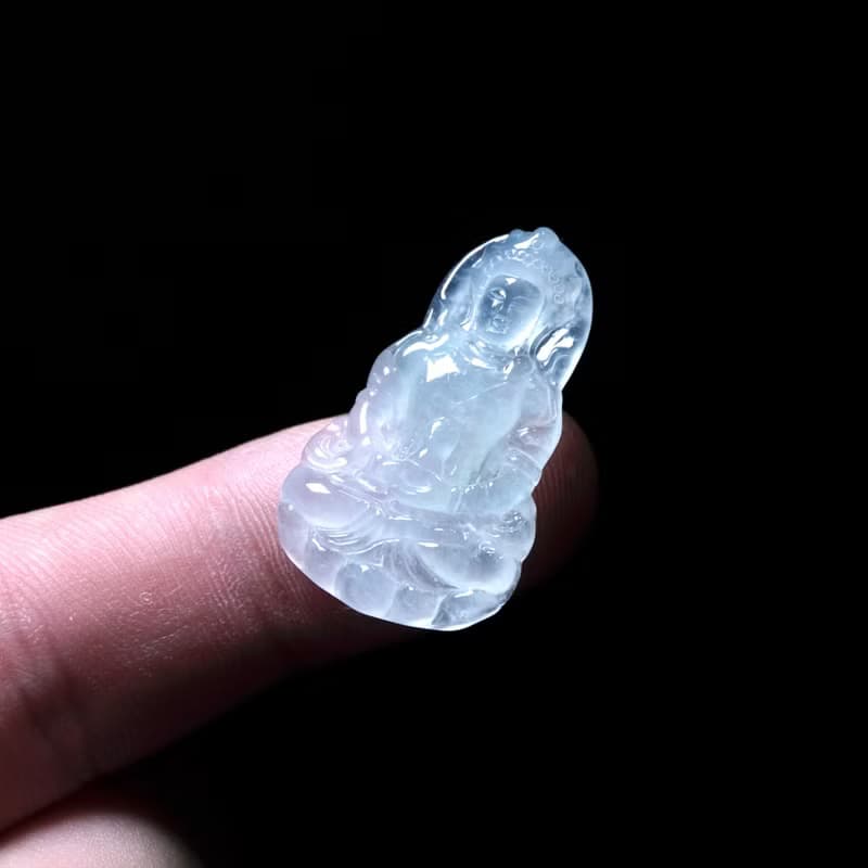 放光冰種翡翠精雕渡母 | 天然緬甸玉翡翠A貨 | 送禮